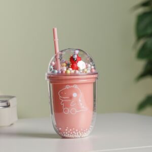 Gobelet Isotherme 300ML avec Paille et Couvercle Transparent