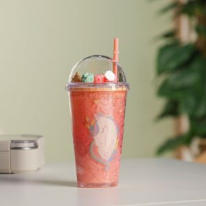 Gobelet Isotherme 400ML avec Paille et Couvercle Transparent