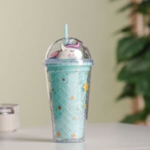 Gobelet Isotherme 400ML avec Paille et Couvercle Transparent