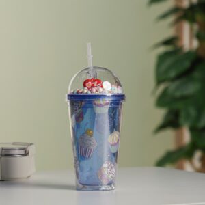 Gobelet Isotherme 400ML avec Paille et Couvercle Transparent