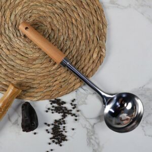 Louche en Inox avec Manche Bois