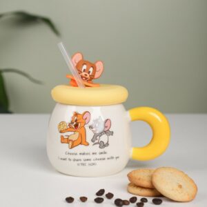 Mug Café en Céramique avec Paille Tom & Jerry