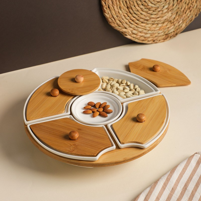 Porte Fruits Secs 5 Compartiments en Céramique