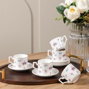 Service à Café Noir en Porcelaine 12 Pièces