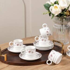 Service à Café Noir en Porcelaine 12 Pièces