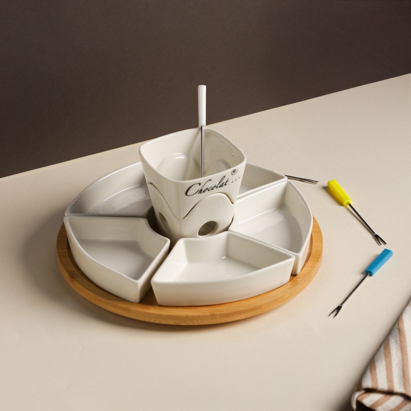 Service à Fondue au Chocolat en Céramique