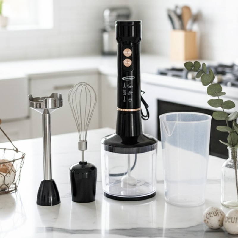 Florence HK-452H - Set Mixeur Plongeant 400W 4en1 Noir