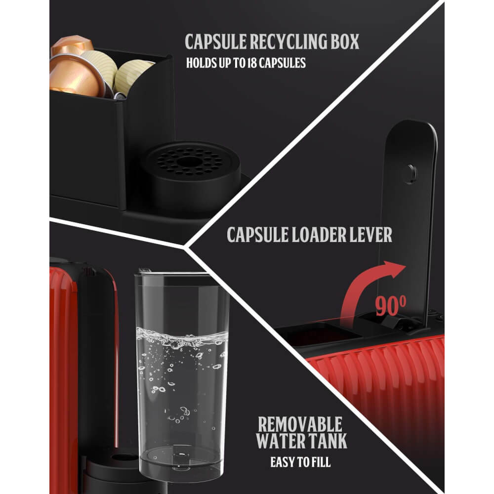 Florence 5634 - Machine café à capsule Nespresso®1400W 1000ML Rouge – Image 4
