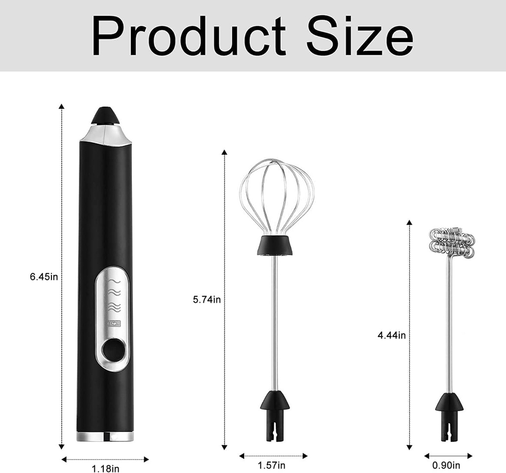 Florence HK-440- Mousseur à Lait 2en1 Rechargeable 9000RPM Noir – Image 7