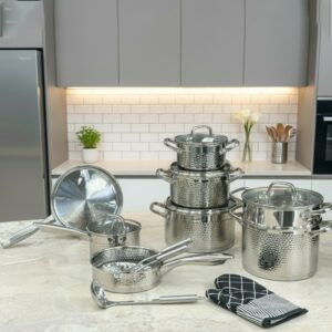 Mixstar - Batterie de Cuisine en Inox Martelé 18 Pièces