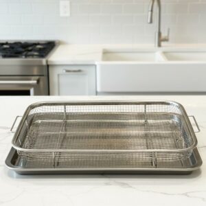 Friteuse avec Plateau & Grille en Inox 36×26 cm