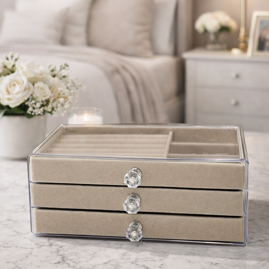 Organisateur à Bijoux Transparent à Tiroirs