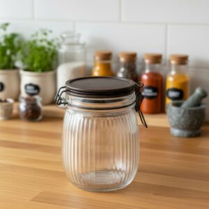 Bocal de Rangement en Verre 14 cm avec Couvercle Hermétique