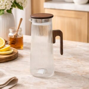 Carafe en Verre avec Couvercle & Poignée en Bois