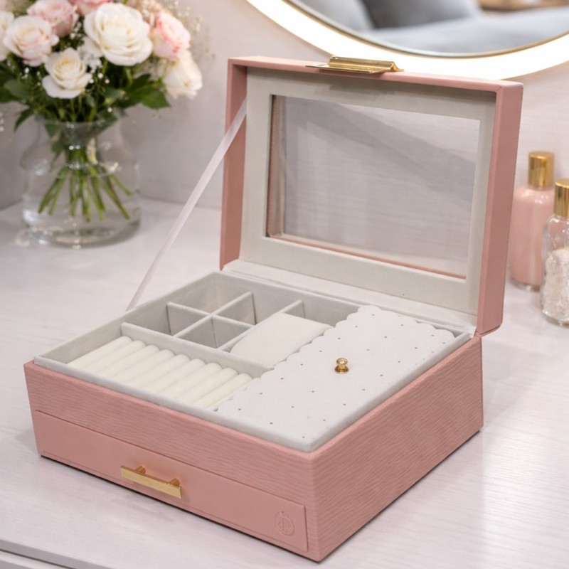Coffret à Bijoux Élégant avec Miroir et Tiroir – Image 3