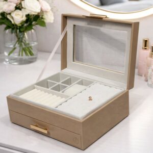 Coffret à Bijoux Élégant avec Miroir et Tiroir