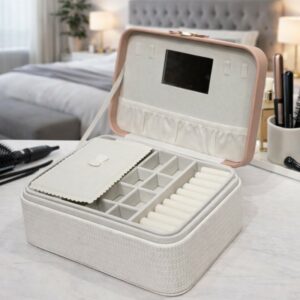 Coffret à Bijoux Élégante avec Miroir & Compartiments Multiples
