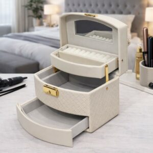Coffret à Bijoux Multi-Niveaux avec Miroir & Tiroir