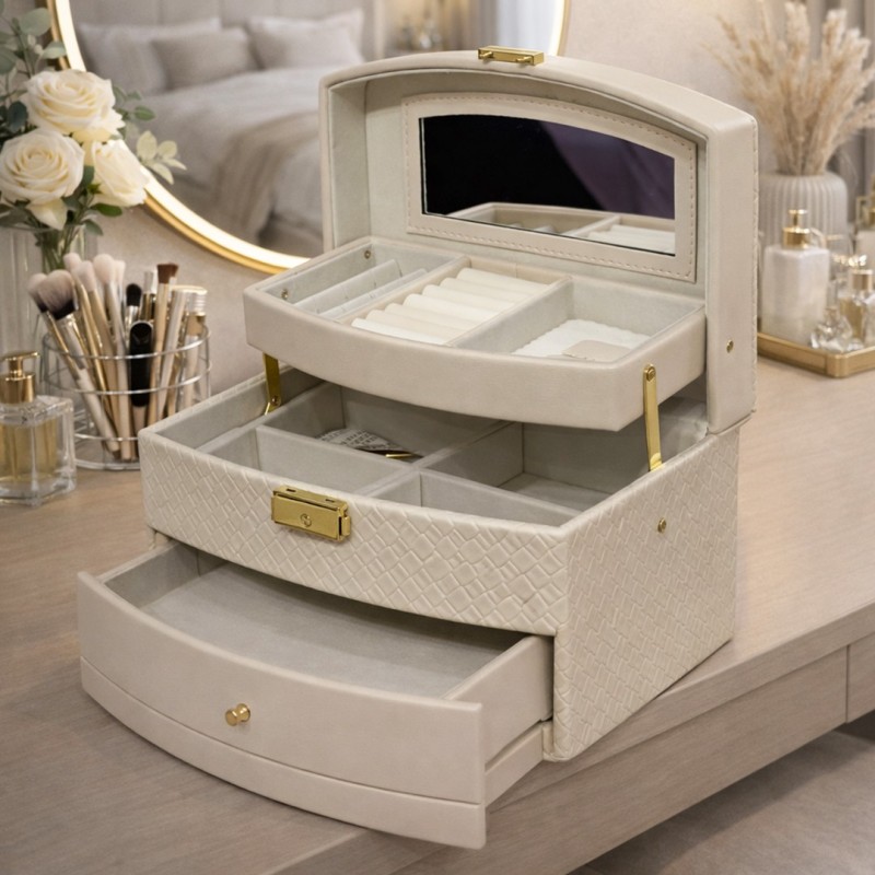 Coffret à Bijoux de Luxe avec Miroir et Tiroirs – Image 3