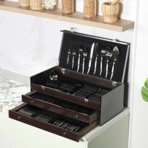 ABM - Coffret Ménagère 125 Pièces en Inox 18/10 Plume