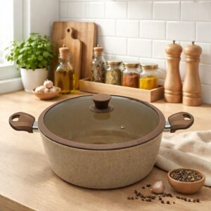 MCS- Faitout 24 cm en Granite Crème