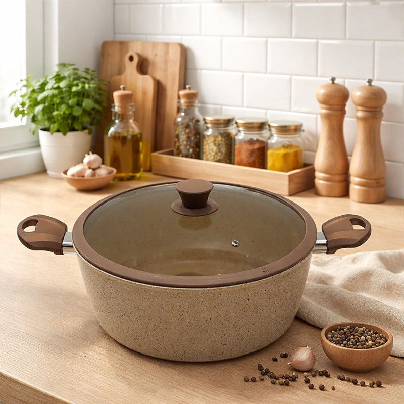 MCS- Faitout 24 cm en Granite Crème