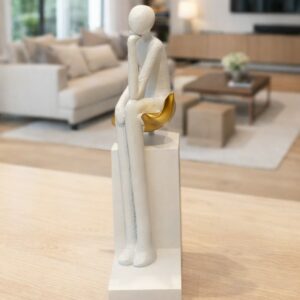 Statue Décorative Personnage Abstrait Pensif en Résine 26 cm