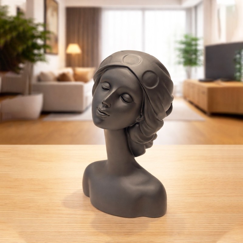 Statue Décorative Tête de Femme Moderne en Résine 22 cm
