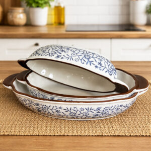 Set de 3 Plats à Four Ovales en Céramique