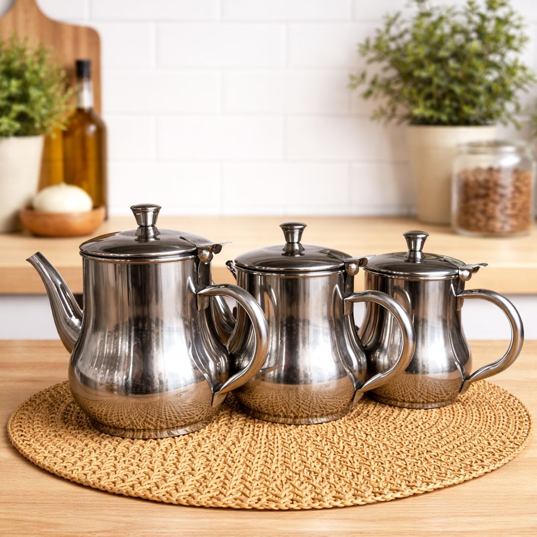 Série de 3 Théières en Acier Inoxydable