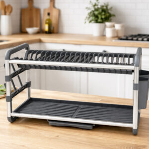 Égouttoir à Vaisselle 2 Niveaux avec Bac Égouttage