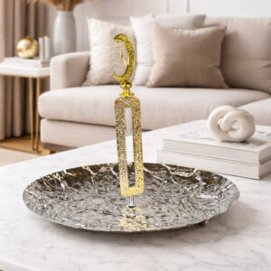 Présentoire Décoratif en Métal avec Poignée Dorée