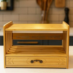 Étagère de Rangement en Bambou avec Tiroir