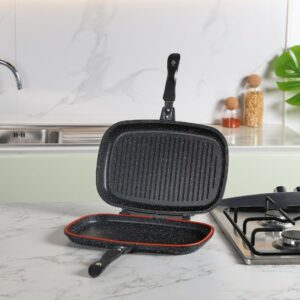 Daisini - Poêle Double Grille en Granite 35 cm Noir