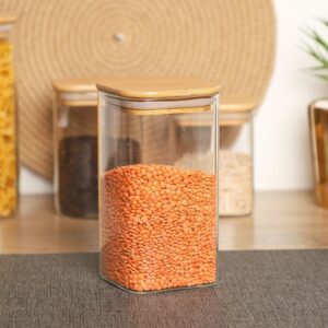 Porte Épices en Verre 500ML avec Couvercle en Bois