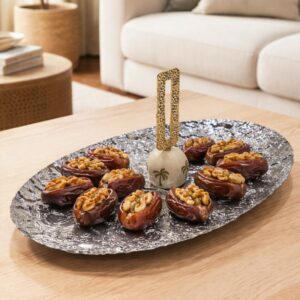 Présentoire Décoratif en Métal avec Poignée Dorée