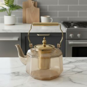 Théière en Verre 1000ML Martelée Miel