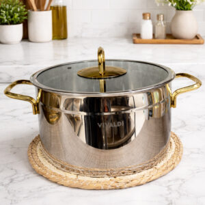 Faitout en Inox 18/10 Vivaldi 24 cm avec Couvercle Verre