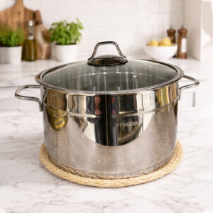 Faitout en Inox 18/10 Vivaldi 24 cm avec Couvercle Verre