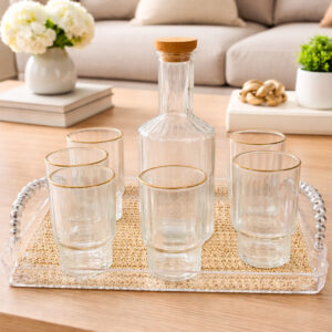 Service à Eau en Verre avec Plateau 7 Pièces