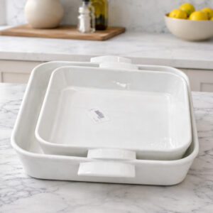 Set de 2 Plats à Four en Céramique Blanc