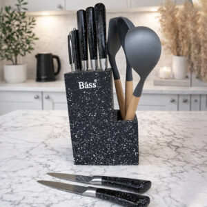 Set Couteaux & Ustensiles de Cuisine avec Support – Bass