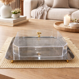 Plat à Cake en Inox 18/10 avec Couvercle 25*25 cm