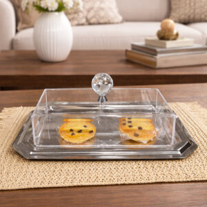 Plat à Cake en Inox 18/10 avec Couvercle – 24*15 cm