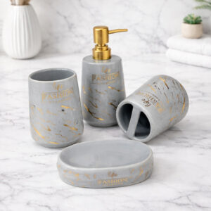 Ensemble d'Accessoires de Salle de Bain 4 Pièces en Céramique