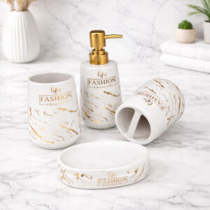 Ensemble d'Accessoires de Salle de Bain 4 Pièces en Céramique