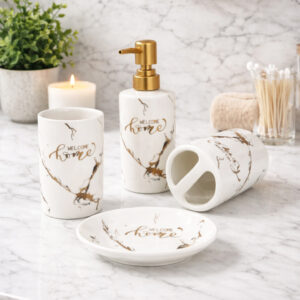 Ensemble d'Accessoires de Salle de Bain 4 Pièces en Céramique
