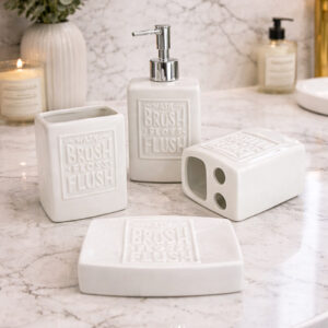 Ensemble d'Accessoires de Salle de Bain 4 Pièces en Céramique