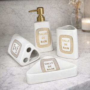 Ensemble d'Accessoires de Salle de Bain 4 Pièces en Céramique