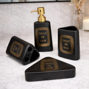 Ensemble d'Accessoires de Salle de Bain 4 Pièces en Céramique